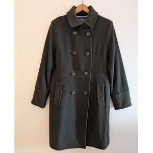 Bitten Sarah Jessica Parker Womens Wool Blend Double Breasted Pea Coat Green L